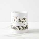 Happy Chanukah Hanukkah Gold Typografie Elegant Koffiemok<br><div class="desc">Happy Chanukah Hanukkah Golden Text Typografie Elegant Chanokah Festival van Liight Celebration Mok</div>