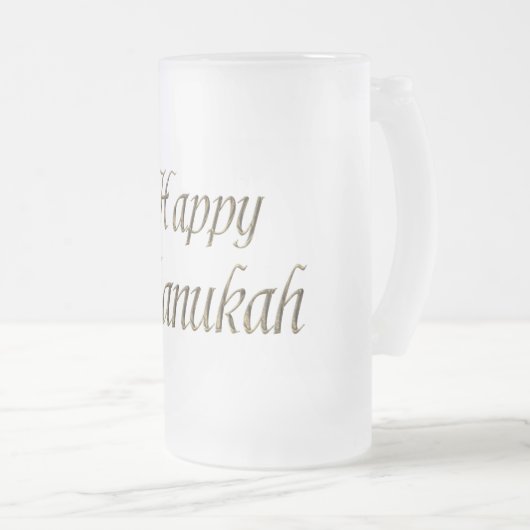 Happy Chanukah Hanukkah Gold Typografie Elegant Matglas Bierpul (Voorkant rechts)