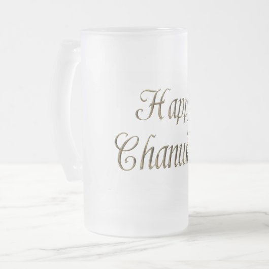 Happy Chanukah Hanukkah Gold Typografie Elegant Matglas Bierpul (Voorkant links)