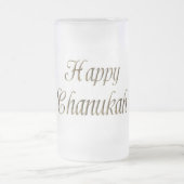 Happy Chanukah Hanukkah Gold Typografie Elegant Matglas Bierpul (Center)