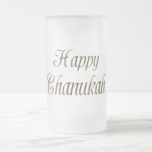 Happy Chanukah Hanukkah Gold Typografie Elegant Matglas Bierpul (Center)