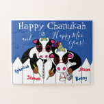 Happy Chanukah Happy Moo Year Legpuzzel<br><div class="desc">"Happy Chanukah en een Happy Moo Year" maken een geweldig cadeau uit de Hanukkah/Chanukah dat jaar na jaar kan worden uitgehaald! Personaliseer door tekst te schrappen en met uw eigen bericht te vervangen. Kies uw favoriete doopvontkleur, stijl, en grootte. Het ontwerp en de tekst kunnen resized en worden aangepast om...</div>