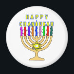 Happy Chanukah Lights Magnet<br><div class="desc">Een heldere Chanoekammenorah met de woorden Happy Chanukah voor de kaarsen is blij met de vakantie. Vrolijk eten.</div>