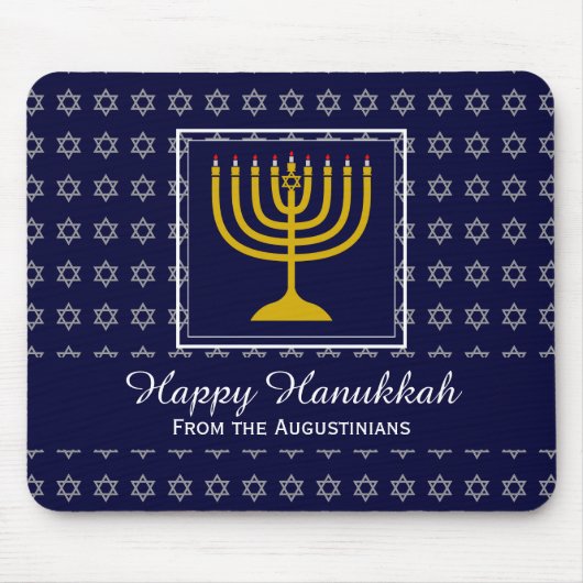 HAPPY CHANUKAH Love Joy Peace BLUE Hebreeuws Muismat (Voorkant)