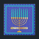Happy Chanukah Magneet<br><div class="desc">Happy Chanukah,  menorah op de achtergrond van de ster van David</div>