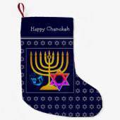 HAPPY CHANUKAH | Menorah Ster van David Dreidel Kleine Kerstsok (Voorkant)