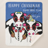 Happy Chanukah Moo Sherpa Blanket/Medium Sherpa Deken (Voorkant)