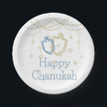 Happy Chanukah Papier Borden Papieren Bordje<br><div class="desc">Vier Chanoeka met deze Happy Chanukah Paper borden!</div>