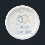 Happy Chanukah Papier Borden Papieren Bordje<br><div class="desc">Vier Chanoeka met deze Happy Chanukah Paper borden!</div>