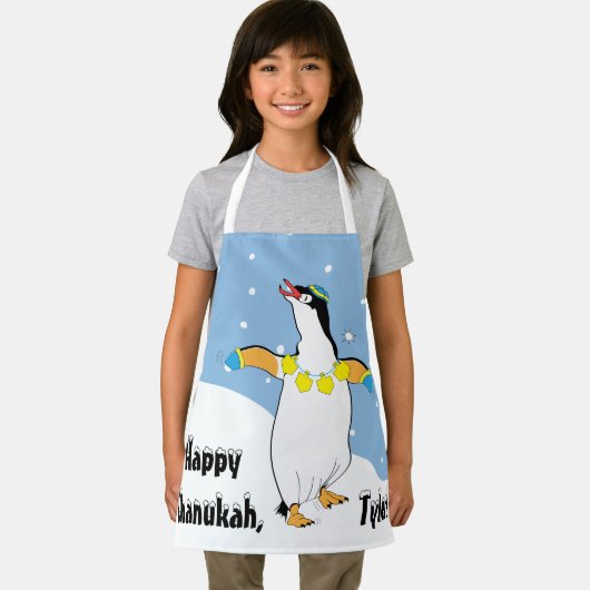 Happy Chanukah Penguin Apron Schort (Insitu)
