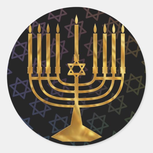 Happy chanukah ronde sticker (Voorkant)