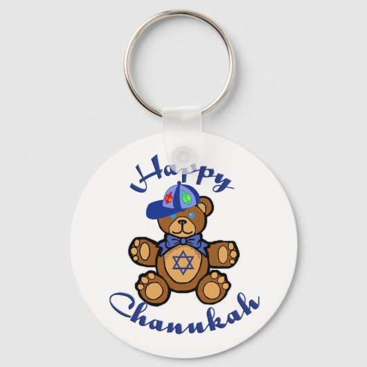 Happy Chanukah Teddy Bear Sleutelhanger (Voorkant)