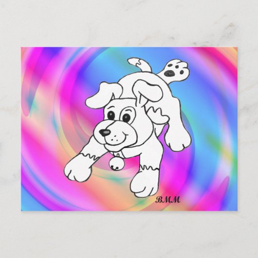 Happy Charcoal Pencil Dog Lineart Tekening Briefkaart (Voorkant)