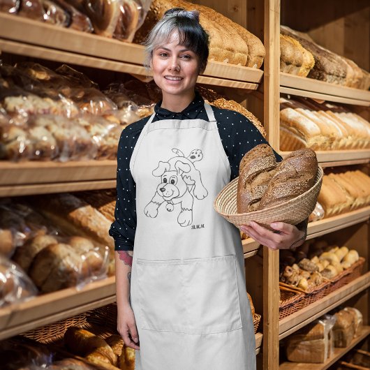 Happy Charcoal Pencil Dog Lineart Tekening Lang Schort