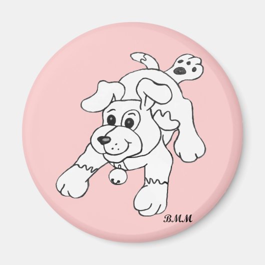 Happy Charcoal Pencil Dog Lineart Tekening Magneet (Voorkant)