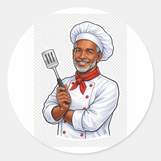 happy chef cooking kitchen funny chef sticker (Voorkant)