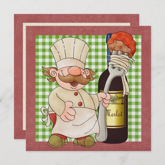 Happy Chef Invitation Kaart (Voorkant / Achterkant)