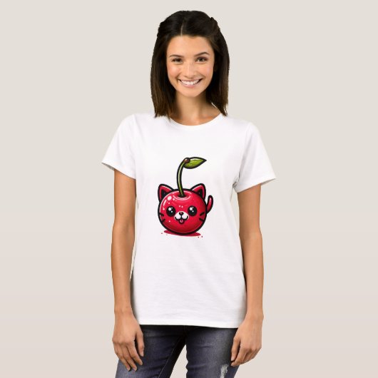 Happy Cherry Cat T-shirt (Voorkant volledig)