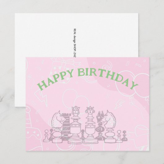 Happy Chess Birthday Briefkaart (Voorkant / Achterkant)