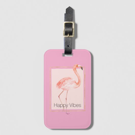 Happy Chic Pink Flamingo Bagagelabel (Voorkant (verticaal))