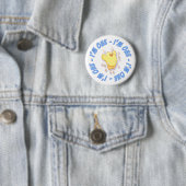 Happy Chick 1st Birthday Blue Ronde Button 5,7 Cm (In situ)