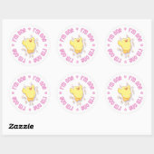 Happy Chick 1st Birthday roze Ronde Sticker (Vel)