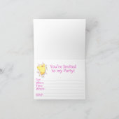 Happy Chick 1st Birthday Roze Vulling-in Uitnodigi Bedankkaart (Binnen)