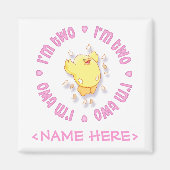 Happy Chick 2e verjaardag Roze Magneet (Voorkant)