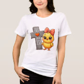 Happy Chick met Cross Art Tri-Blend Shirt (Voorkant)