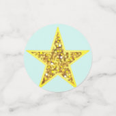 Happy Chick op lichtblauwe tafel Confetti (Kleine voorkant)