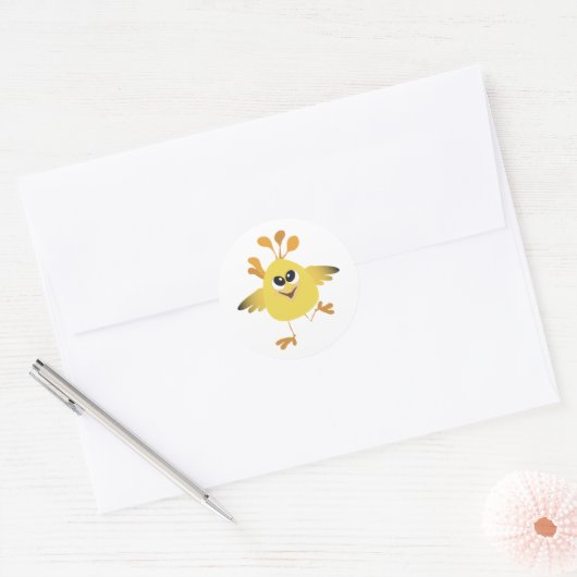 Happy Chick Ronde Sticker (Envelop)