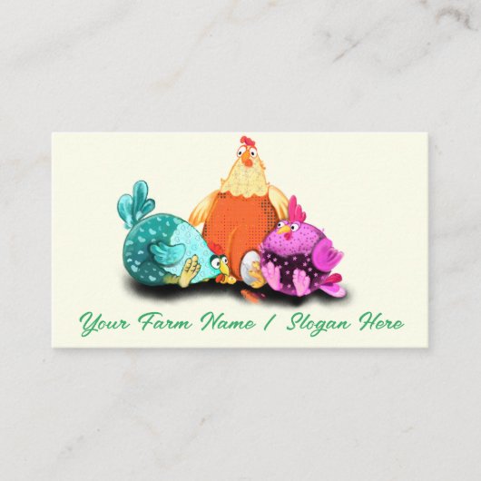 Happy Chicken Boerderij Funny Business Card Templa Visitekaartje (Voorkant)