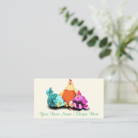 Happy Chicken Boerderij Funny Business Card Templa Visitekaartje (Staand voorkant)