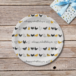 Happy Chicken Country Boerderij Animal Pattern Papieren Bordje