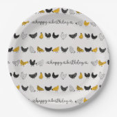 Happy Chicken Country Boerderij Animal Pattern Papieren Bordje (Voorkant)
