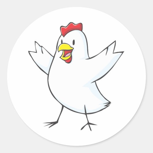 Happy Chicken Hen Cartoon Ronde Sticker (Voorkant)