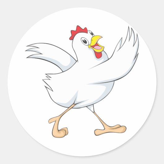 Happy Chicken Hen Ronde Sticker (Voorkant)