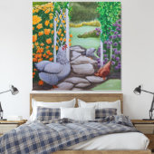 Happy Chicken Park Canvas Afdruk (Insitu (Slaapkamer))