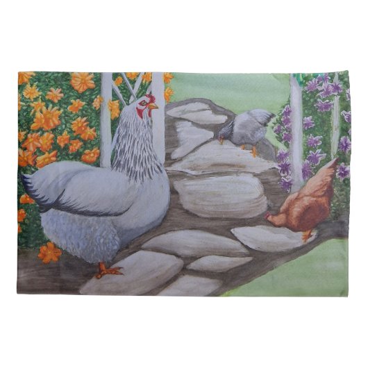 Happy Chicken Park Kussensloop (Achterkant)