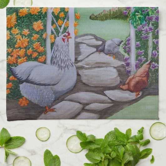 Happy Chicken Park Theedoek (Gevouwen)