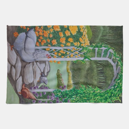 Happy Chicken Park Theedoek (Horizontaal)