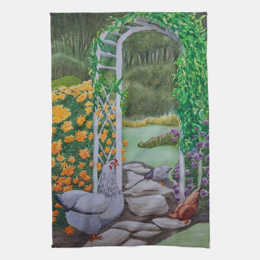 Happy Chicken Park Theedoek (Verticaal)