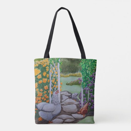 Happy Chicken Park Tote Bag (Achterkant)