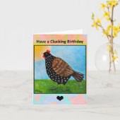 Happy Chicken Sun Bathing Schattige Boerderij Art  Kaart (Gele Bloem)
