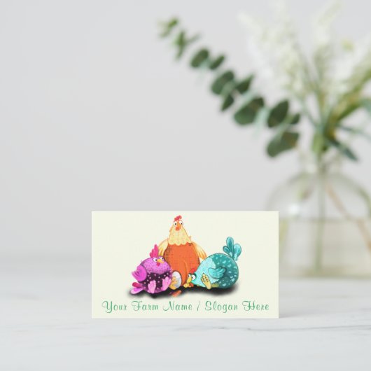 Happy Chickens Boerderij Fun Farmers Visitekaartje (Staand voorkant)