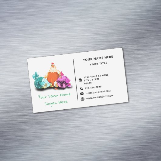 Happy Chickens Boerderij Funny Visitekaartje Magne Magnetisch Visitekaartje (Voorbeeld)