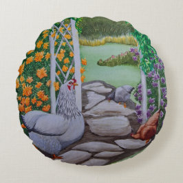 Happy Chickens Rond Kussen