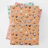 Happy Chickens Wrapping Paper Flat Sheet set van 3 (In situ)