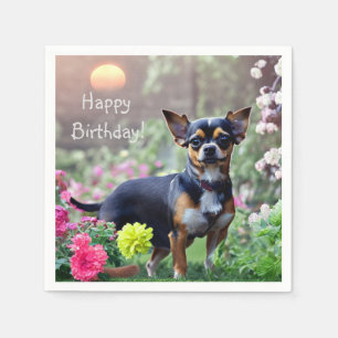 Happy Chihuahua Birthday Paper Napkins Servet