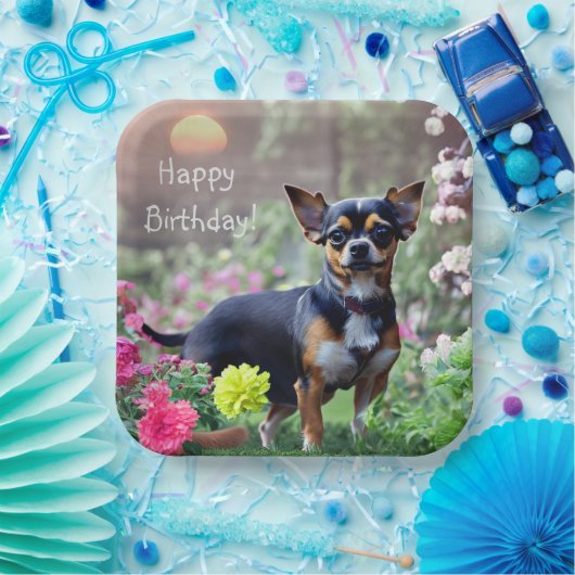 Happy Chihuahua Birthday Papieren Bordje (Feest)